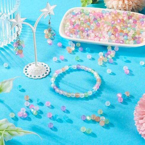 400Pcs 6mm Acrylic Beads Frosted Pony Bead Candy Color Small Pastel Beads Round Kandi Bead Spacers for Crafts DIY Necklace Bracelets Keychain Lanyards Jewelry Making Supplies in Saudi Arabia