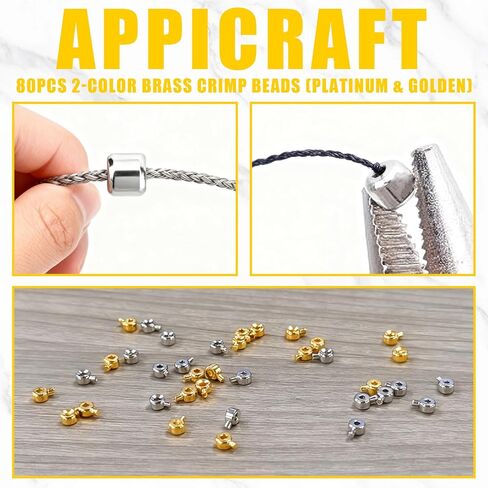 80 Pcs Crimp Beads for Jewelry Making, Gold & Silver Flat Round Crimping Beads for Bracelets & Necklaces, 3.5mm Jewelry Crimp Bead with 1mm Hole for DIY Crafting in Saudi Arabia