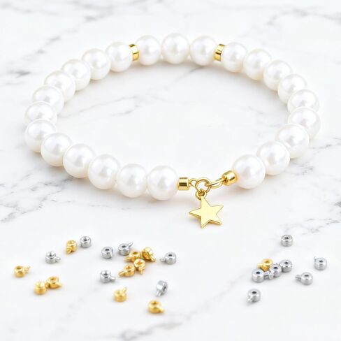 80 Pcs Crimp Beads for Jewelry Making, Gold & Silver Flat Round Crimping Beads for Bracelets & Necklaces, 3.5mm Jewelry Crimp Bead with 1mm Hole for DIY Crafting in Saudi Arabia