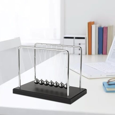 LANIAKEA Newtons Cradle Balance Balls Newtons Cradle Pendulum with 7 Balls Black Wooden Base Desk Balance Ball Office Home Desk Decoration in Saudi Arabia