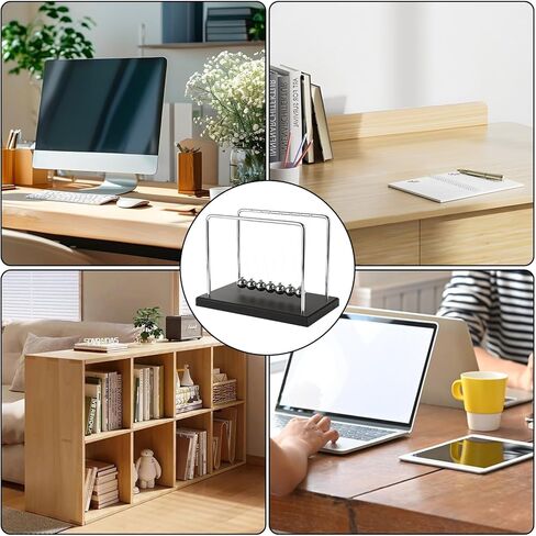 LANIAKEA Newtons Cradle Balance Balls Newtons Cradle Pendulum with 7 Balls Black Wooden Base Desk Balance Ball Office Home Desk Decoration in Saudi Arabia
