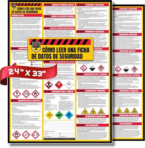 Performore Bilingual SDS Safety Poster Set Spanish English 2 Pack 24x33 Workplace Hazard Communication Sign UV Coated Paper OSHA Reference Chart in Saudi Arabia