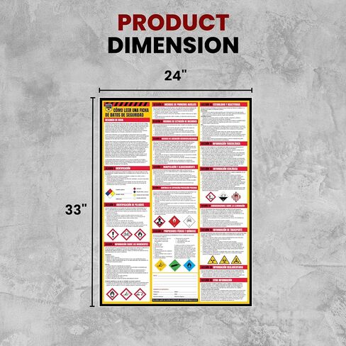Performore Bilingual SDS Safety Poster Set Spanish English 2 Pack 24x33 Workplace Hazard Communication Sign UV Coated Paper OSHA Reference Chart in Saudi Arabia