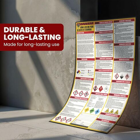 Performore Bilingual SDS Safety Poster Set Spanish English 2 Pack 24x33 Workplace Hazard Communication Sign UV Coated Paper OSHA Reference Chart in Saudi Arabia