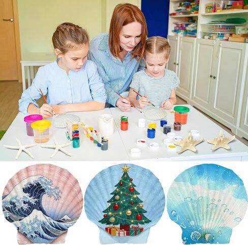 peony man 16 Pcs Natural Scallop Shells and Starfish 5 Inch White Sea Shell for Crafts and 3.5-4 Inch Beach Starfish for Beach Theme Wedding Party Home Decorations Fish Tank Vase Filler DIY Crafts in Saudi Arabia