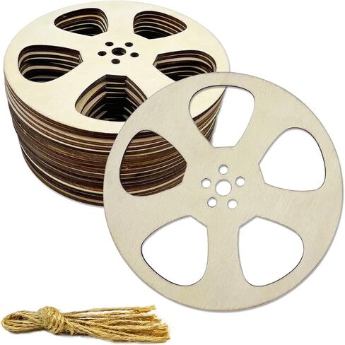 30 Pack 4 Inch Unfinished Wood Film Reel Cutout DIY Craft Party Decoration Art Embellishment Room Decoration in Saudi Arabia