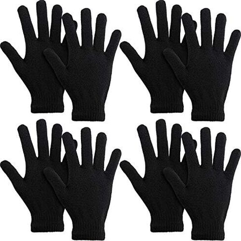 SATINIOR 4 Pairs Magic Winter Gloves Unisex Gloves Knit Stretchy Mitten Full Fingers Warm Gloves for Men Women Sports (Red, Over 18 Years) in Saudi Arabia
