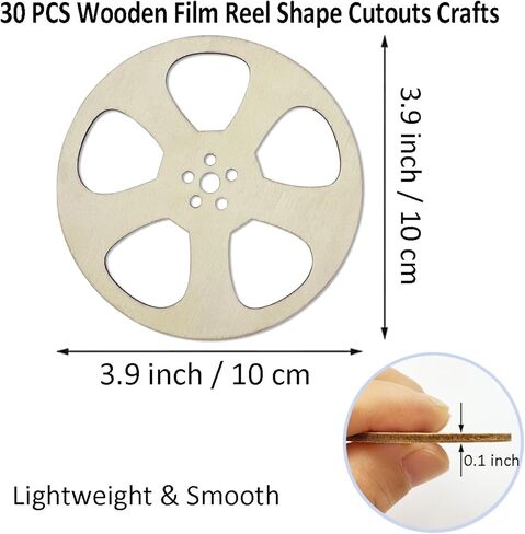 30 Pack 4 Inch Unfinished Wood Film Reel Cutout DIY Craft Party Decoration Art Embellishment Room Decoration in Saudi Arabia