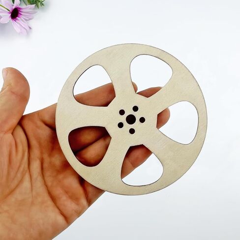 30 Pack 4 Inch Unfinished Wood Film Reel Cutout DIY Craft Party Decoration Art Embellishment Room Decoration in Saudi Arabia