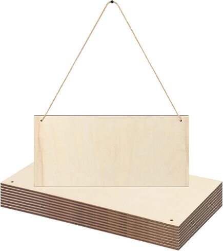 10 PCS 6 x 12 Inch Blank Wooden Signs, 6x12 Unfinished Rectangle Hanging Wooden Plaque, Hanging Wood Sign with Rope for DIY Crafts and Home Decor(Thickness 0.2 Inch) in Saudi Arabia