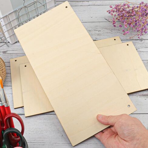 10 PCS 6 x 12 Inch Blank Wooden Signs, 6x12 Unfinished Rectangle Hanging Wooden Plaque, Hanging Wood Sign with Rope for DIY Crafts and Home Decor(Thickness 0.2 Inch) in Saudi Arabia