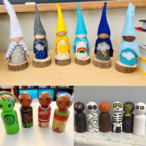 50 Pieces Wood Peg People, 3.54 Inch Wooden Peg Dolls Bodies, Unfinished Wooden People Figures, Wooden Peg Doll Body for Painting, DIY, Crafting and Art Projects in Saudi Arabia