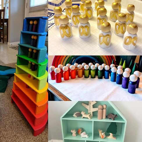 50 Pieces Wood Peg People, 3.54 Inch Wooden Peg Dolls Bodies, Unfinished Wooden People Figures, Wooden Peg Doll Body for Painting, DIY, Crafting and Art Projects in Saudi Arabia