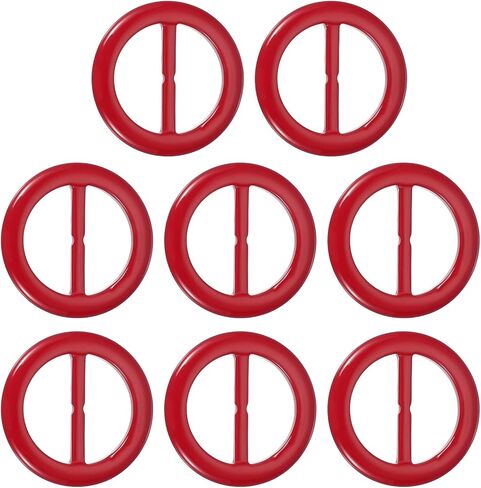 PATIKIL 8 Pcs T-Shirt Tie Clips, Plastic Silk Scarf Ring Clip Waist Knotted Buckle Rings Fashion Round Circle Buckles for Women Clothing Scarves Hat Decor Wrap Holders, Red in Saudi Arabia