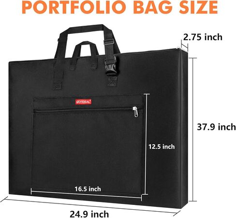 GOTIDEAL Light Weight Art Portfolio Bag,Side Widening, 24x36 Inches Waterproof Art Portfolio Case with Shoulder&Handle Carry, Storage Carrying Bag for Artwork Sketch Drawing Canvas Photography Poster in Kuwait
