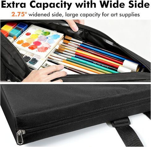 GOTIDEAL Light Weight Art Portfolio Bag,Side Widening, 24x36 Inches Waterproof Art Portfolio Case with Shoulder&Handle Carry, Storage Carrying Bag for Artwork Sketch Drawing Canvas Photography Poster in Kuwait