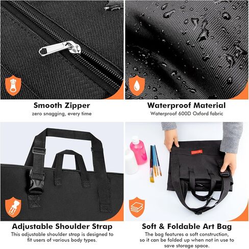 GOTIDEAL Light Weight Art Portfolio Bag,Side Widening, 24x36 Inches Waterproof Art Portfolio Case with Shoulder&Handle Carry, Storage Carrying Bag for Artwork Sketch Drawing Canvas Photography Poster in Kuwait