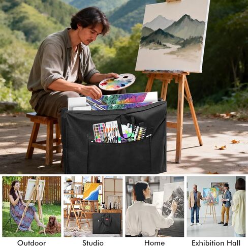 GOTIDEAL Light Weight Art Portfolio Bag,Side Widening, 24x36 Inches Waterproof Art Portfolio Case with Shoulder&Handle Carry, Storage Carrying Bag for Artwork Sketch Drawing Canvas Photography Poster in Kuwait