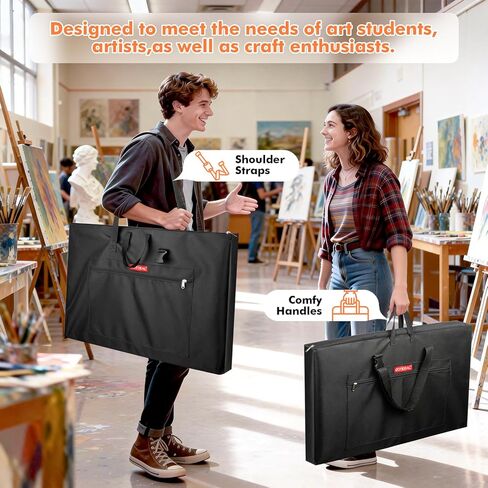 GOTIDEAL Light Weight Art Portfolio Bag,Side Widening, 24x36 Inches Waterproof Art Portfolio Case with Shoulder&Handle Carry, Storage Carrying Bag for Artwork Sketch Drawing Canvas Photography Poster in Kuwait