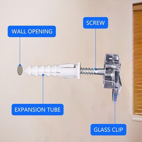 30 Sets Clear Mirror Holder Clips, Invisible Wall Mounting Hardware Mirror Hanging Kit for Frameless Bathroom Mirrors/Glass Photo Frames with Screws & Hollow Wall Anchors in Kuwait