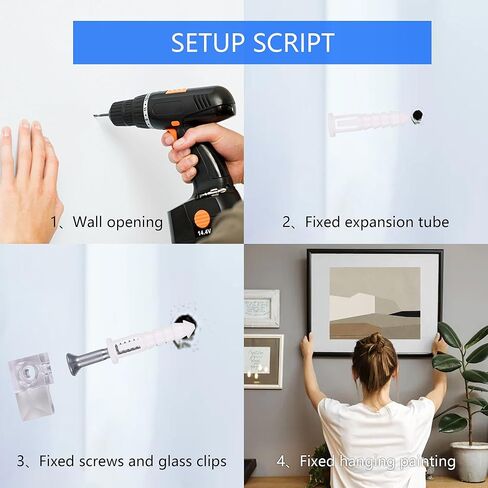 30 Sets Clear Mirror Holder Clips, Invisible Wall Mounting Hardware Mirror Hanging Kit for Frameless Bathroom Mirrors/Glass Photo Frames with Screws & Hollow Wall Anchors in Kuwait