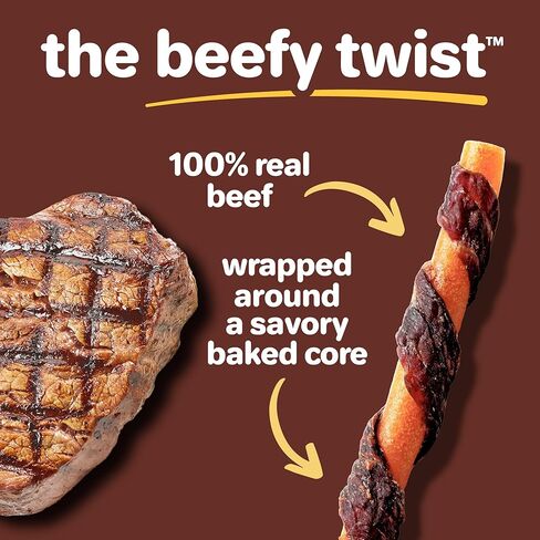 Hartz Oinkies Beefy Twists with 100% Real Beef Flavorful Beefhide-Free Natural Dog Treats, 14 Count in Saudi Arabia