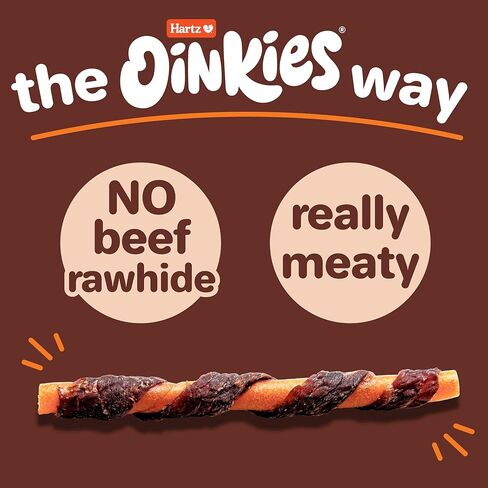 Hartz Oinkies Beefy Twists with 100% Real Beef Flavorful Beefhide-Free Natural Dog Treats, 14 Count in Saudi Arabia