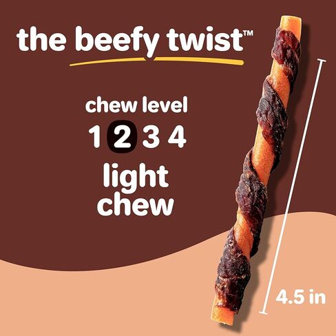 Hartz Oinkies Beefy Twists with 100% Real Beef Flavorful Beefhide-Free Natural Dog Treats, 14 Count in Saudi Arabia