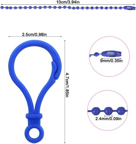 SourceTon 100 قطعة من المشابك البلاستيكية + مجموعة سلاسل كروية معدنية 50 قطعة | موصلات مجوهرات قابلة للتعديل، وخطافات سلسلة المفاتيح، ومشابك حقيبة الظهر | ألوان متنوعة للصناعة اليدوية in Saudi Arabia