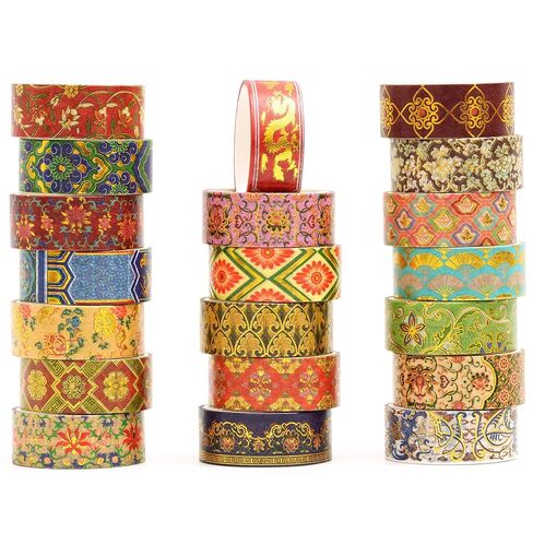 20 Rolls Chinese Style Washi Tape Set, Ancient Palace Pattern Decorative Masking Tapes with Gold Foil, Oriental for Craft, Scrapbook, DIY, Gift Wrapping (23-Dancing Phoenix Grace) in Saudi Arabia