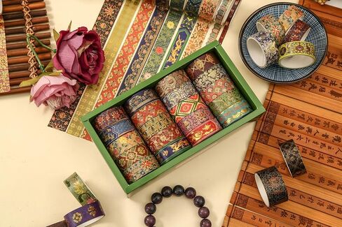 20 Rolls Chinese Style Washi Tape Set, Ancient Palace Pattern Decorative Masking Tapes with Gold Foil, Oriental for Craft, Scrapbook, DIY, Gift Wrapping (23-Dancing Phoenix Grace) in Saudi Arabia