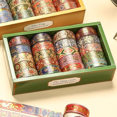 20 Rolls Chinese Style Washi Tape Set, Ancient Palace Pattern Decorative Masking Tapes with Gold Foil, Oriental for Craft, Scrapbook, DIY, Gift Wrapping (23-Dancing Phoenix Grace) in Saudi Arabia
