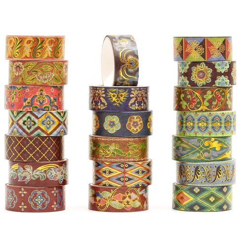 20 Rolls Chinese Style Washi Tape Set, Ancient Palace Pattern Decorative Masking Tapes with Gold Foil, Oriental for Craft, Scrapbook, DIY, Gift Wrapping (23-Dancing Phoenix Grace) in Saudi Arabia