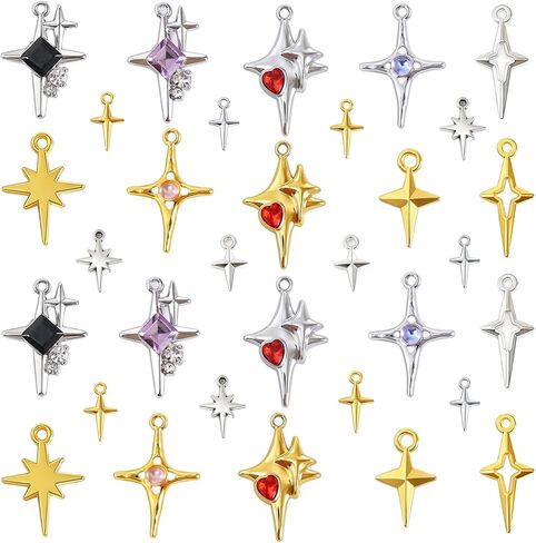 stino 56 Pieces Mental North Star Charms for Jewelry Making, 4 Point Star Pendants for Necklace Earring Bracelet in Saudi Arabia
