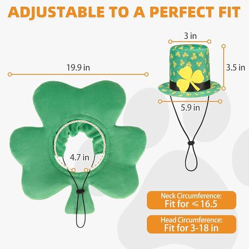 KOOLTAIL St. Patrick’s Day Dog Costume 2 Pcs Set, Pet Outfits with Irish Leprechaun Hat, Shamrock Headband&Collar Cone for Small Medium Large Dogs Cats, Funny Holiday Puppy Party Cosplay Clothes in Kuwait