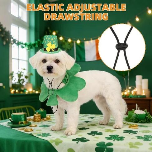 KOOLTAIL St. Patrick’s Day Dog Costume 2 Pcs Set, Pet Outfits with Irish Leprechaun Hat, Shamrock Headband&Collar Cone for Small Medium Large Dogs Cats, Funny Holiday Puppy Party Cosplay Clothes in Kuwait