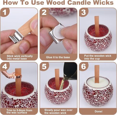 180 Pcs Candle Wicks for Candle Making Kit: 150 Cotton Wicks & 30 Wood Wicks with Candle Making Tools（Wick Holders、Stickers、Wick Trimmer） Thick 4"+6"+8" for Candle Making,Candle DIY in Kuwait