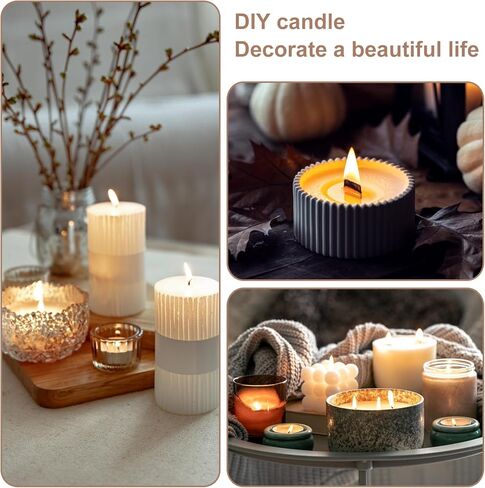 180 Pcs Candle Wicks for Candle Making Kit: 150 Cotton Wicks & 30 Wood Wicks with Candle Making Tools（Wick Holders、Stickers、Wick Trimmer） Thick 4"+6"+8" for Candle Making,Candle DIY in Kuwait