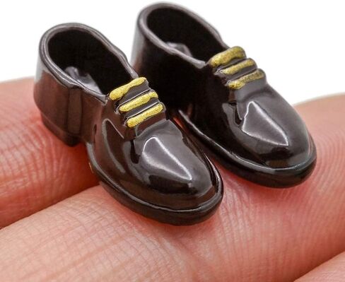 Odoria 1/12 Miniature Men Shoes Dollhouse Decoration Accessories, Black in Saudi Arabia