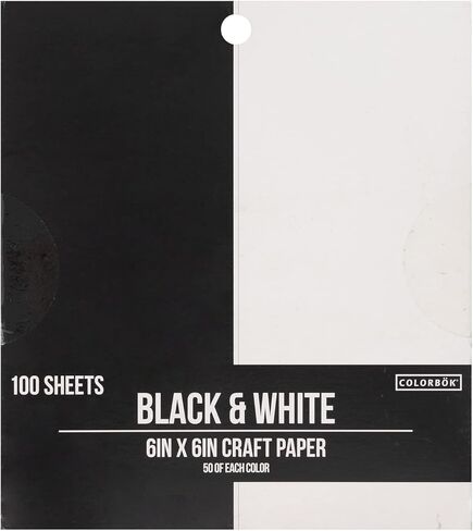 Colorbok Cardstock Paper 6x6, 100 Sheets of Square Scrapbook Paper for Crafts and Card Making - Single Sided Solid Colors, Bulk Pack, Black & White in Saudi Arabia