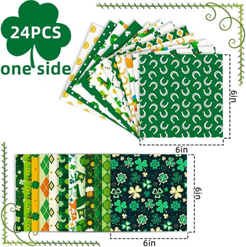 St. Patrick's Day Scrapbook Paper 6x6, 24 Sheets Shamrock Green Single Sided Scrapbook Paper Cardstock Craft Papers for Junk Journal Scrapbooking Supplies Card Making Album Decor Gift Wraping in Kuwait