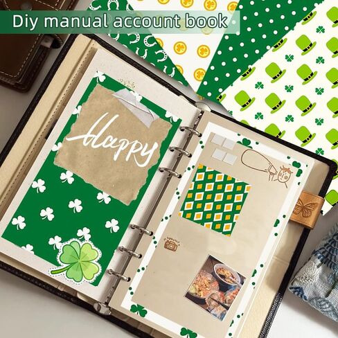 St. Patrick's Day Scrapbook Paper 6x6, 24 Sheets Shamrock Green Single Sided Scrapbook Paper Cardstock Craft Papers for Junk Journal Scrapbooking Supplies Card Making Album Decor Gift Wraping in Kuwait