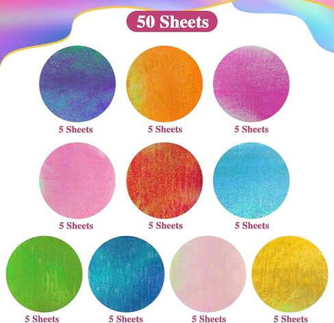 Konsait 50 Sheets Shimmer Origami Paper 10x10, Single Sided Shiny Scrapbook Papers Colored Pearlescent Paper Craft Sheets for Card Making Supplies in Saudi Arabia
