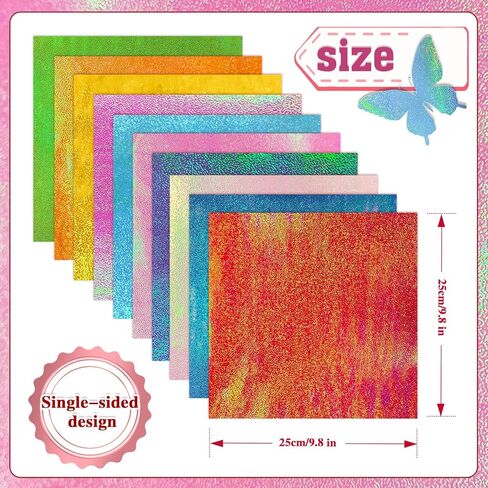 Konsait 50 Sheets Shimmer Origami Paper 10x10, Single Sided Shiny Scrapbook Papers Colored Pearlescent Paper Craft Sheets for Card Making Supplies in Saudi Arabia
