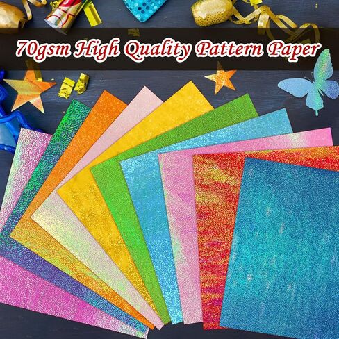 Konsait 50 Sheets Shimmer Origami Paper 10x10, Single Sided Shiny Scrapbook Papers Colored Pearlescent Paper Craft Sheets for Card Making Supplies in Saudi Arabia
