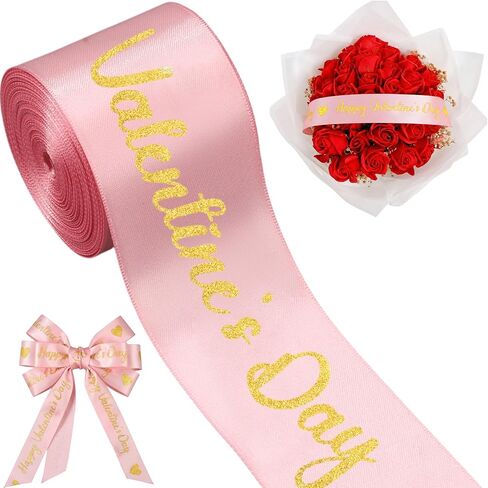 Zeyune 10 Yards Happy Birthday Ribbon Glitter White Gold Heart Ribbon Craft for Hair Bow Wreath Crafts Gift Wrapping Flower Bouquet Anniversary Wedding Decor Birthday Party Supply(2 Inch) in Saudi Arabia