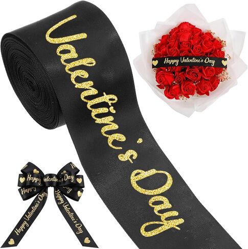 Zeyune 10 Yards Happy Birthday Ribbon Glitter White Gold Heart Ribbon Craft for Hair Bow Wreath Crafts Gift Wrapping Flower Bouquet Anniversary Wedding Decor Birthday Party Supply(2 Inch) in Saudi Arabia