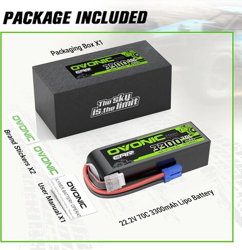 OVONIC 22.2V 70C 3300mAh 6S Lipo Battery with EC5 Plug for RC Car Boat Truck Helicopter Airplane Racing Models in Saudi Arabia