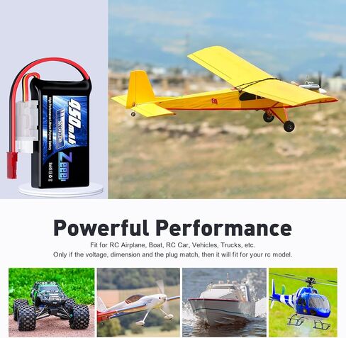 Zeee 2S Lipo Battery 450mAh 7.4V 50C Soft Pack RC Battery with JST Plug for FPV Drone Quadcopter Helicopter Airplane RC Boat RC Car RC Models(4 Pack) in Saudi Arabia