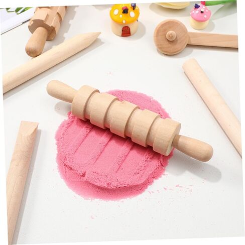مجموعة أدوات الطين والصلصال الخشبية 12 قطعة من جارنيك مع دبابيس دوارة وطوابع وإكسسوارات تشكيل للأطفال للتعليم المبكر - أدوات فخارية مبتكرة لأنشطة الفنون والحرف اليدوية in Saudi Arabia